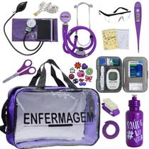 Kit Enfermagem Transparente Medidor Glicose Aparelho Pressao Estetoscópio Multi PA MED