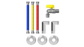 Kit Engate Extensível em Aço Inox 1/2" para Aquecedores de Passagem a Gás com 30cm Censi