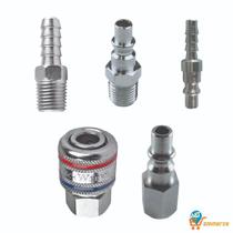 Kit Engate Rápido 1/4'' Com Conexões Para Ar Espigões + Pino