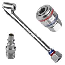 Kit Engate Rápido Bico Duplo De Encher Pneu Pino Engate