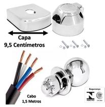 Kit Engate Reboque Bola Aço Capa Tomada Cromada Fio