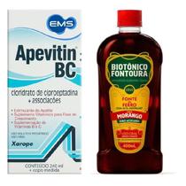 Kit engorda biotonico fontoura morango 400ml + apevitin bc 240ml