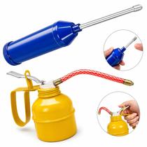 Kit Engraxadeira Manual Bomba de Oleo VaiVem Bico Rigido 225g Inox com Almotolia Metal Bico Flexivel 300ml Kit Engraxadeira Manual Bomba de Oleo VaiVem Bico Rigido 225g Inox com Almotolia Metal Bico Flexivel 300ml