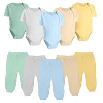 Kit Enxoval 10 Peças Roupinhas de Bebê Body Curto e Mijão