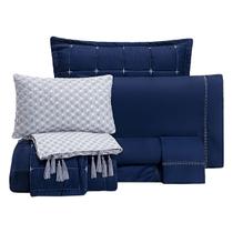 Kit Enxoval 9 Peças Lisboa Bordado Dupla Face Queen