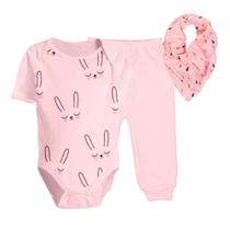 Kit Enxoval Bebê 3 Peças Conjunto Body e Mijão Com Babador Kit Enxoval Bebê 3 Peças Conjunto Body e Mijão Com Babador