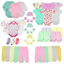 Kit Enxoval Bebê 38 Pçs Body Mijão Short Meia Recém Nascido Kit Enxoval Bebê 38 Pçs Body Mijão Short Meia Recém Nascido