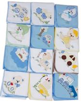 Kit Enxoval Bebê 6 Panos De Boca 33x33cm + 6 Fraldas 70x70cm + 3 Cueiros 80x80cm Bordado Kit Enxoval Bebê 6 Panos De Boca 33x33cm + 6 Fraldas 70x70cm + 3 Cueiros 80x80cm Bordado