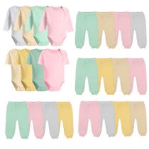 Kit Enxoval Bebê Body Manga Longa e Curta Mijão 24 Peças