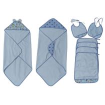 Kit Enxoval Bebê Maternidade 8 pçs Menino e Menina 2 Toalhas banho 4 Toalhas boca 2 Babadores Poliéster Atoalhado