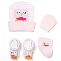 Kit Enxoval Bebe Toca Luva Sapatinho E Meia Recem Nascido Presente Maternidade Menina