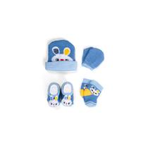 Kit Enxoval Bebe Toca Luva Sapatinho E Meia Recem Nascido Presente Maternidade Menino Duck