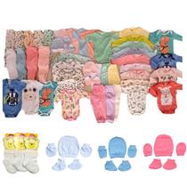 kit enxoval body mijão touca e meia 26 peças bebê menino e menina Algodão