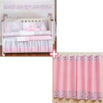 Kit enxoval de berço com cortina estampada 12 peças nuvem rolo Kit enxoval de berço com cortina estampada 12 peças nuvem rolo