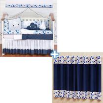 Kit enxoval de berço com cortina estampada 12 peças nuvem rolo Kit enxoval de berço com cortina estampada 12 peças nuvem rolo