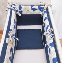 Kit Enxoval de Berço Menino Mini Berço Chuva benção Azul marinho 5pçs Colchao 45cm a 38cm largura Kit Enxoval de Berço Menino Mini Berço Chuva benção Azul marinho 5pçs Colchao 45cm a 38cm largura