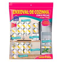 Kit Enxoval de Cozinha Plast Leo em Oxford Estampado com 8 Peças Kit Enxoval de Cozinha Plast Leo em Oxford Estampado com 8 Peças