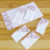 Kit enxoval de maternidade primeiros meses com fraldinhas de boca e ombro 6 peças