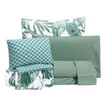 Kit Enxoval Holanda 100 algodão Dupla Face Bordado Casal Padrão 9 Peças