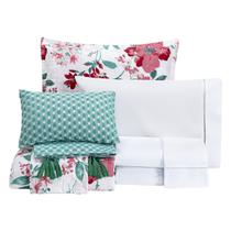 Kit Enxoval Holanda 100 algodão Dupla Face Bordado King 9 Peças