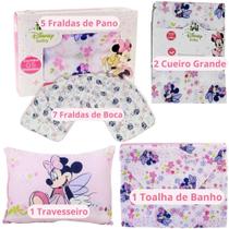 Kit Enxoval Para Bebê 16pçs Edição Disney 5 Fraldas de Pano 7 Fraldas de Boca 1 T. Banho 2 Cueiro