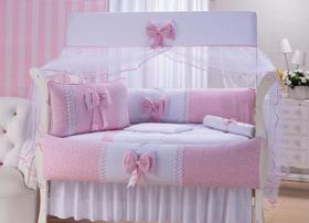 Kit enxoval para bebê esplendor rosa/ laços menina