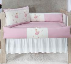Kit enxoval para berço 403 bailarina rose bordado com babado berço Kit enxoval para berço 403 bailarina rose bordado com babado berço