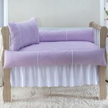 Kit enxoval para berço 405 lilas menina perolas com saia de berço batato Kit enxoval para berço 405 lilas menina perolas com saia de berço batato