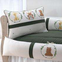 Kit enxoval para berço 511 verde musgo com saia de berço barato Kit enxoval para berço 511 verde musgo com saia de berço barato