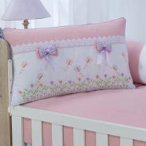 Kit enxoval para berço bebê modelo de trança jardim encantado rosê/lilas menina bordado Kit enxoval para berço bebê modelo de trança jardim encantado rosê/lilas menina bordado