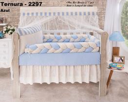Kit enxoval para berço bebê modelo de trança monreale azul menino neutro Kit enxoval para berço bebê modelo de trança monreale azul menino neutro