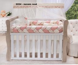 Kit enxoval para berço bebê modelo de trança nuvem salmon menina luxo Kit enxoval para berço bebê modelo de trança nuvem salmon menina luxo
