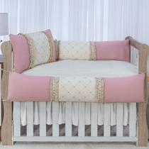 Kit enxoval para berço bebê mosaico rosê/bege menina luxo Kit enxoval para berço bebê mosaico rosê/bege menina luxo