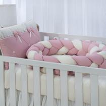 Kit enxoval para berço modelo de trança diva rosê menina luxo