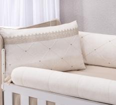 Kit enxoval para berço (monreale) tecido de linho bege com gripiier bege neutro