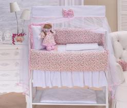 Kit enxoval para mini berço bonequinha lorena rosa - menina