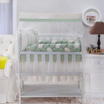 kit enxoval para mini berço modelo de trança fiorence verde menino neutro