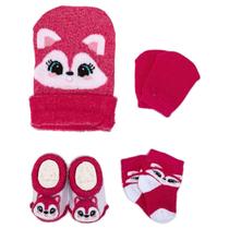 Kit Enxoval Touca Luva Meia e Pantufa Bebê Recém Nascido Menina Kit Enxoval Touca Luva Meia e Pantufa Bebê Recém Nascido Menina