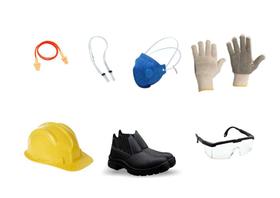Kit EPI - Botina + Luva + Óculos de Proteção + Protetor Auricular + Máscara + Capacete AMARELO - PROTEPLUS/PLASTICOR/JAGUAR
