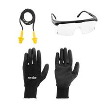 Kit EPI Eletricista Plug Copolímero, Óculos de Segurança Foxter, Luva Multitato