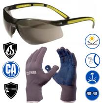 Kit Epi Luva Resistente Oculos Anti Risco Proteção Segurança Antiembaçante Ca Uv Anti Corte Serviço