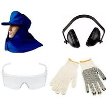 Kit EPI Luva + Touca Árabe c/ Boné + Óculos + Protetor Auditivo