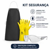 Kit EPI Segurança Avental PVC Impermeável + Luva Látex + Óculos Minotauro Kit EPI Segurança Avental PVC Impermeável + Luva Látex + Óculos Minotauro