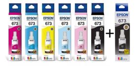 Kit epson 673 com 7 refil de tinta original(2 pretos e 1 de cada colorido) 70ml cada