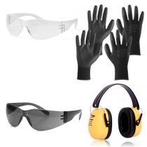 Kit Equipamento Epi Oculos Abafador de Ouvido Luva Multitato C.A Segurança Obra Proteção - Pinelo