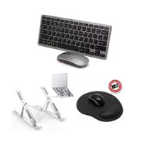 Kit Ergonômico C/ Teclado E Mouse Bluetooth + Sup + Mouse Pad P/ Notebook Dell