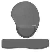 Kit Ergonômico Mouse Pad + Apoio de Pulso para Teclado Cinza