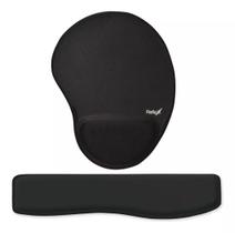 Kit Ergonômico Mouse Pad Apoio De Pulso Para Teclado Preto - Reflex