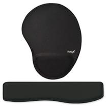 Kit Ergonômico Mouse Pad + Apoio de Pulso para Teclado Preto Kit Ergonômico Mouse Pad + Apoio de Pulso para Teclado Preto