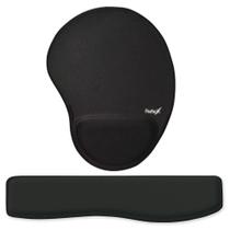 Kit Ergonômico Mouse Pad + Apoio De Pulso Para Teclado Preto